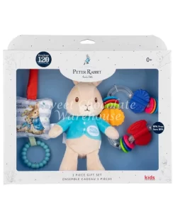 Peter Rabbit 3 Piece Activity Set Plush Bunny With Rattle And Teether