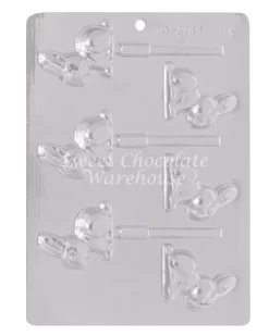Bunny 3D Sucker Chocolate Moulds – 5.3 X 6cm – BPA Free Plastic
