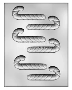 Christmas Candy Canes Medium Chocolate Mould – 4cm X 9.5cm X 1cm – BPA-free Plastic