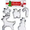 Christmas Cookie Cutter Set Stainless Steel – Snowman, Reindeer, Santa, – 5pc