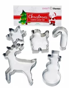 Christmas Cookie Cutter Set Stainless Steel – Snowman, Reindeer, Santa, – 5pc