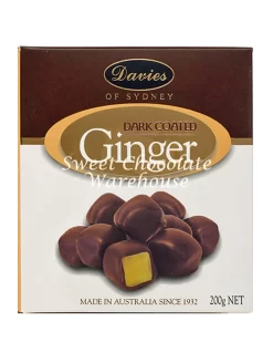 Davies Chocolate Dark Coated Ginger 200g – 16 Pieces – Made In Australia