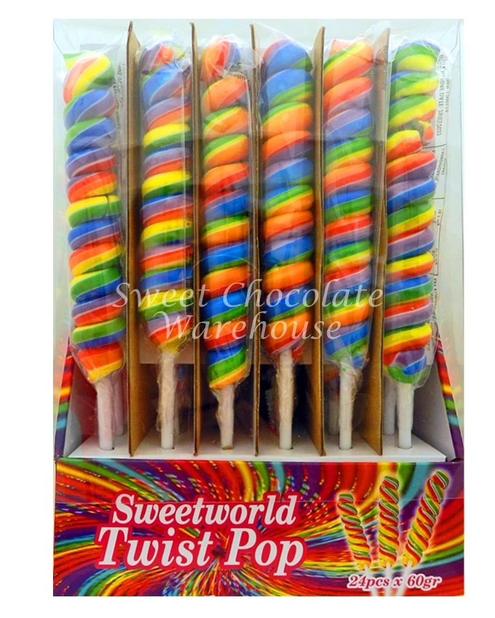 Lollipops – Sweetworld Rainbow Twist Pop 60g X 24