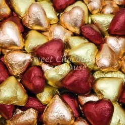 Milk Chocolate Hearts –Gold, Rose Gold And Burgundy1kg– 115pieces – Made In Australia