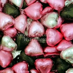 Milk Chocolate Hearts –Silver, Black, Pink And Light Pink1kg– 115pieces – Made In Australia