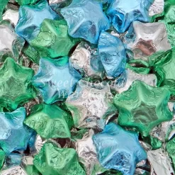 Milk Chocolate Stars –Light Blue, Light Green And Sliver 1kg – 115 Pieces – Made In Australia