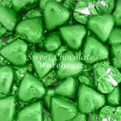 Milk Chocolate Hearts – Green 1kg– 115pieces – Made In Australia