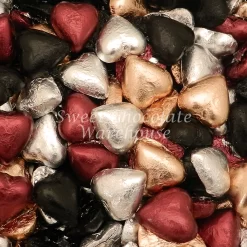 Milk Chocolate Hearts –Burgundy, Silver, Black And Rose Gold5kg– 575pieces – Made In Australia