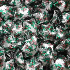 Christmas Holly Silver Milk Chocolate Stars 1kg– 115 Pieces – Made In Australia